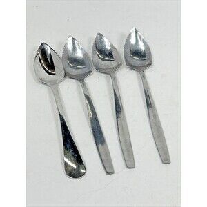 4 Grapefruit Spoons Stainless Steel Serrated Edge Taiwan Dansk 18/10